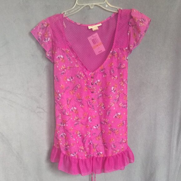 SOLD. Belle du Jour "Into the Woods" Semi-Sheer Tie-Waist Top - Picture 9 of 12